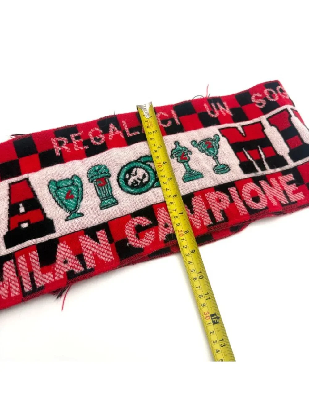 AC Milan Forza Milan Campioni Italia Soccer Scarf Red Black Fringe Fan Scarf